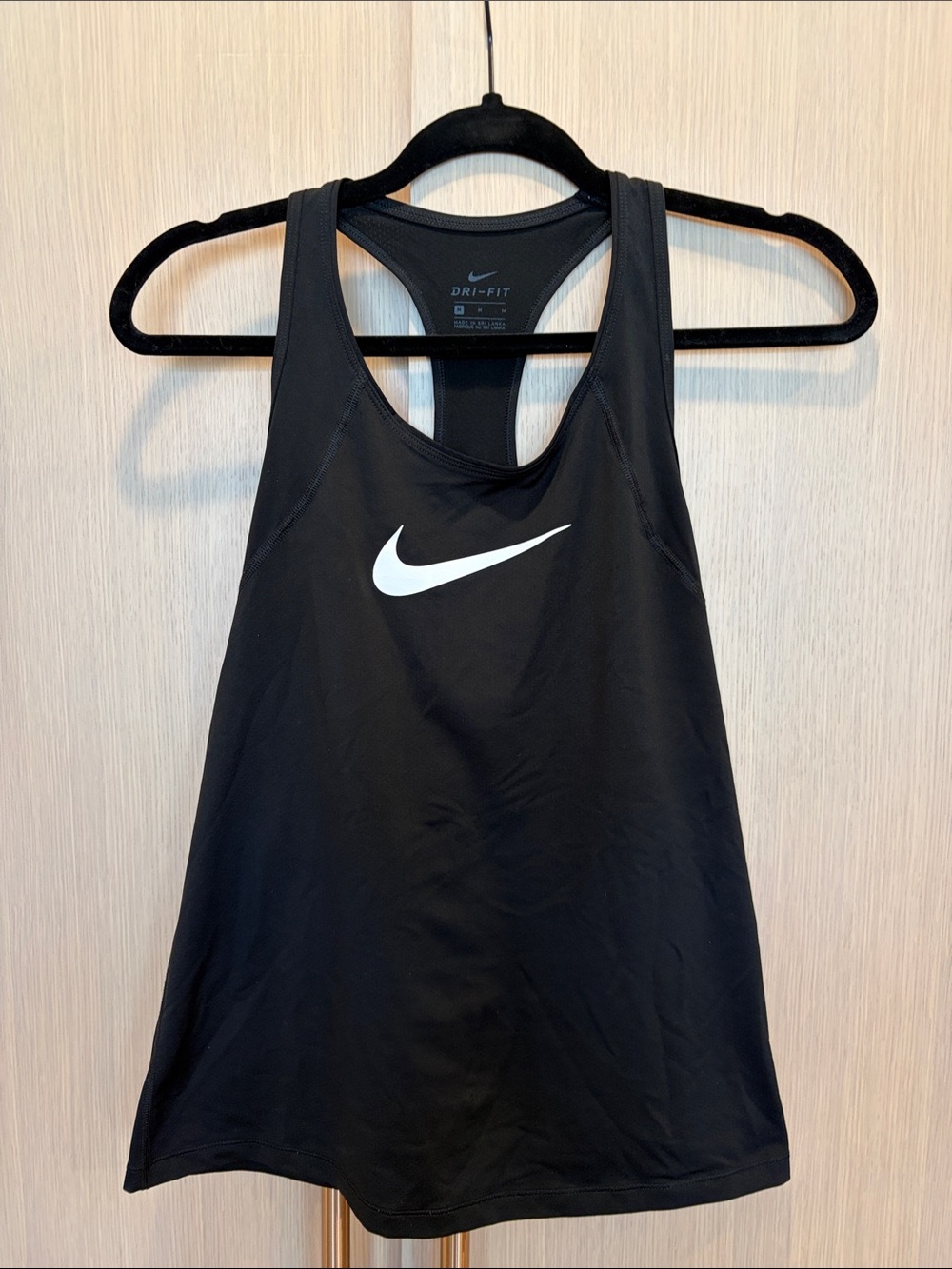 Nike Black Tank Top with White Swoosh Racerback